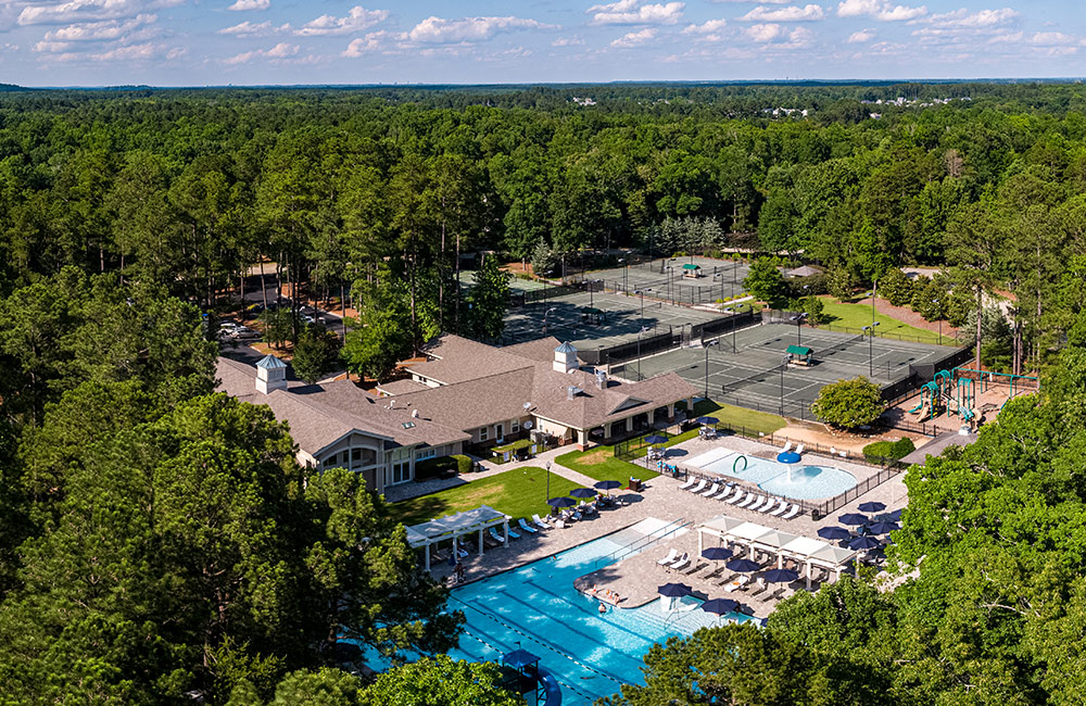 clubhouse and swimming pool at governors club in chapel hill nc